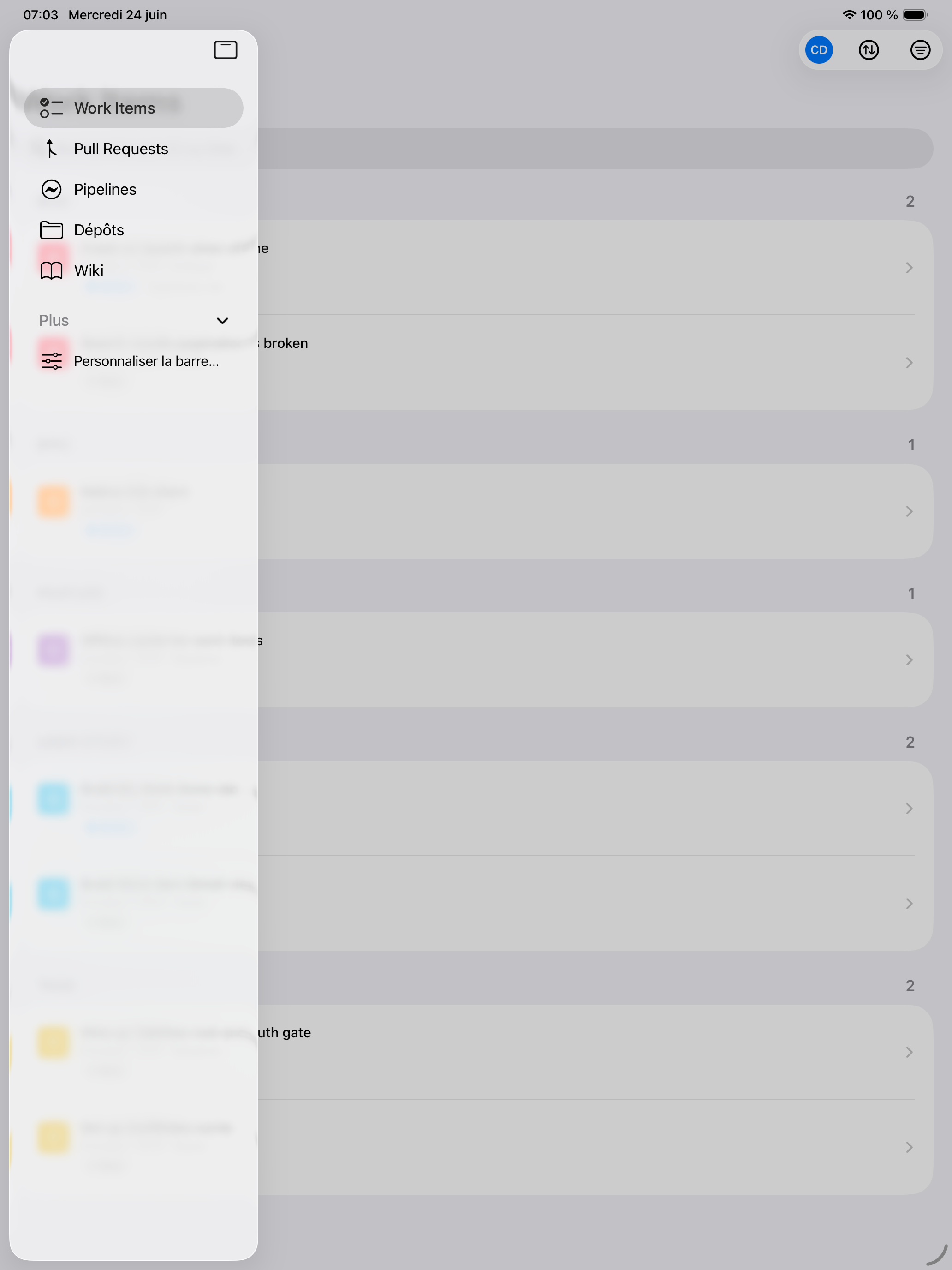 Navigation personnalisable dans Cerulean sur iPad