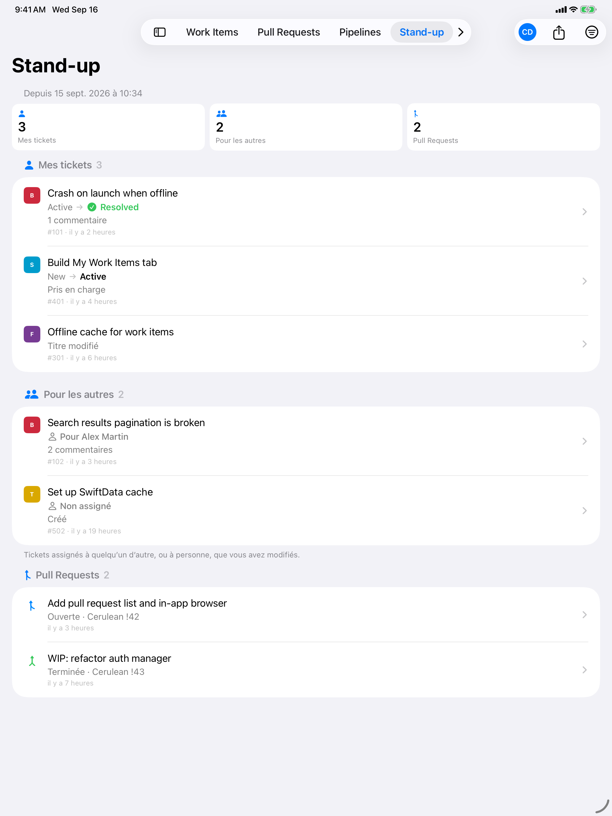 Écran Stand-up de Cerulean sur iPad