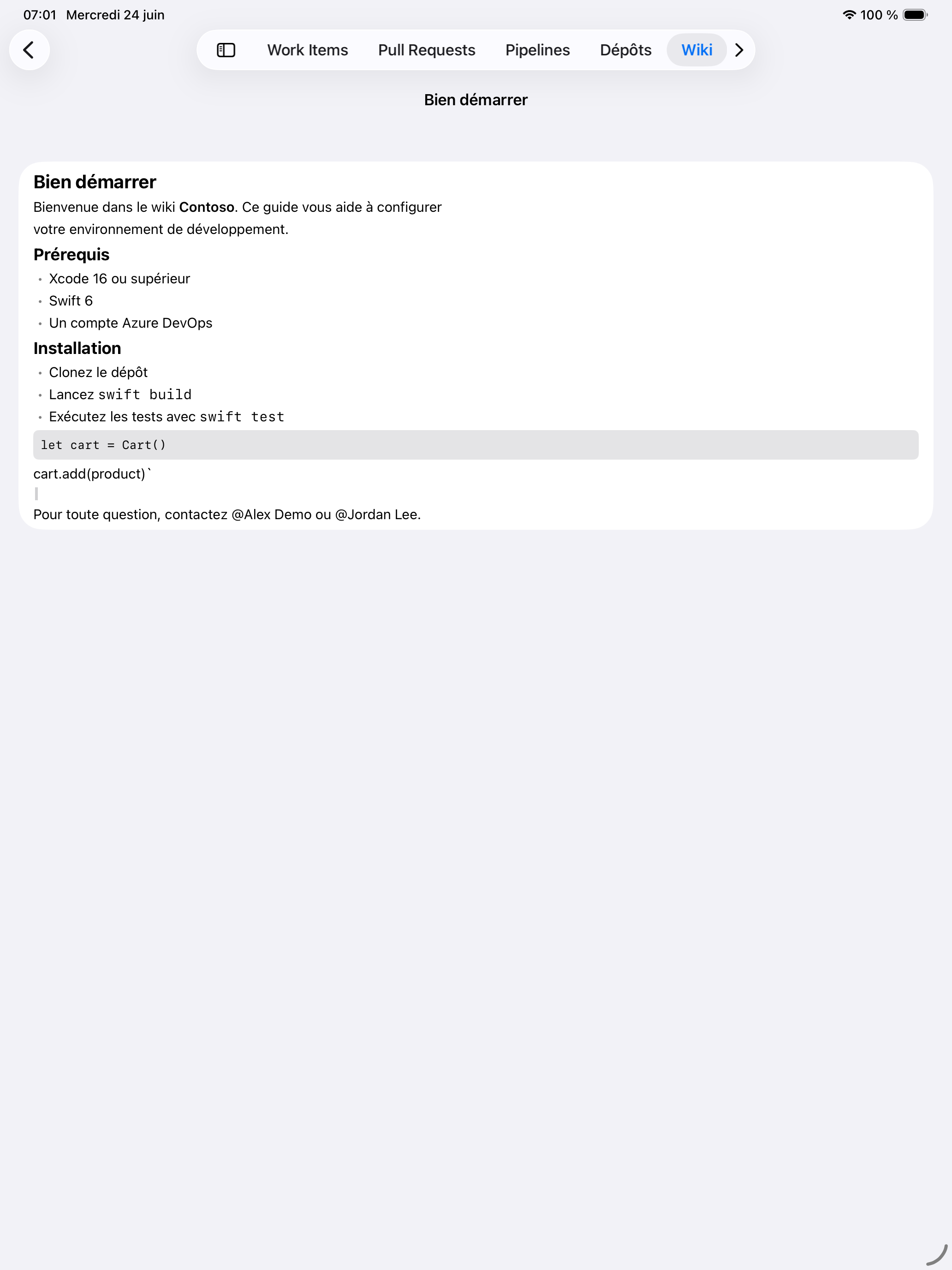 Wiki dans Cerulean sur iPad