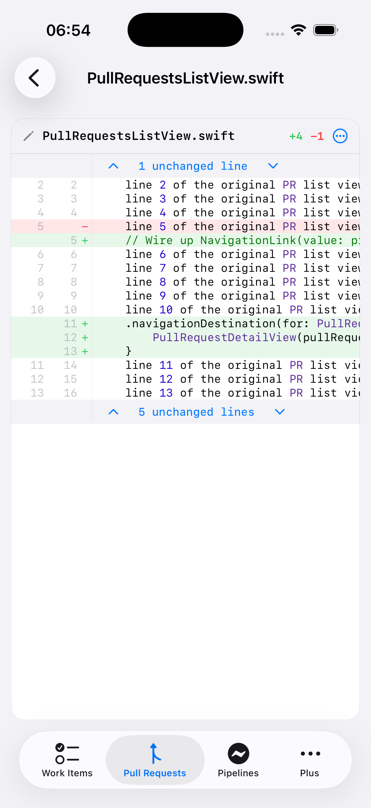 Revue de code et diff dans Cerulean sur iPhone