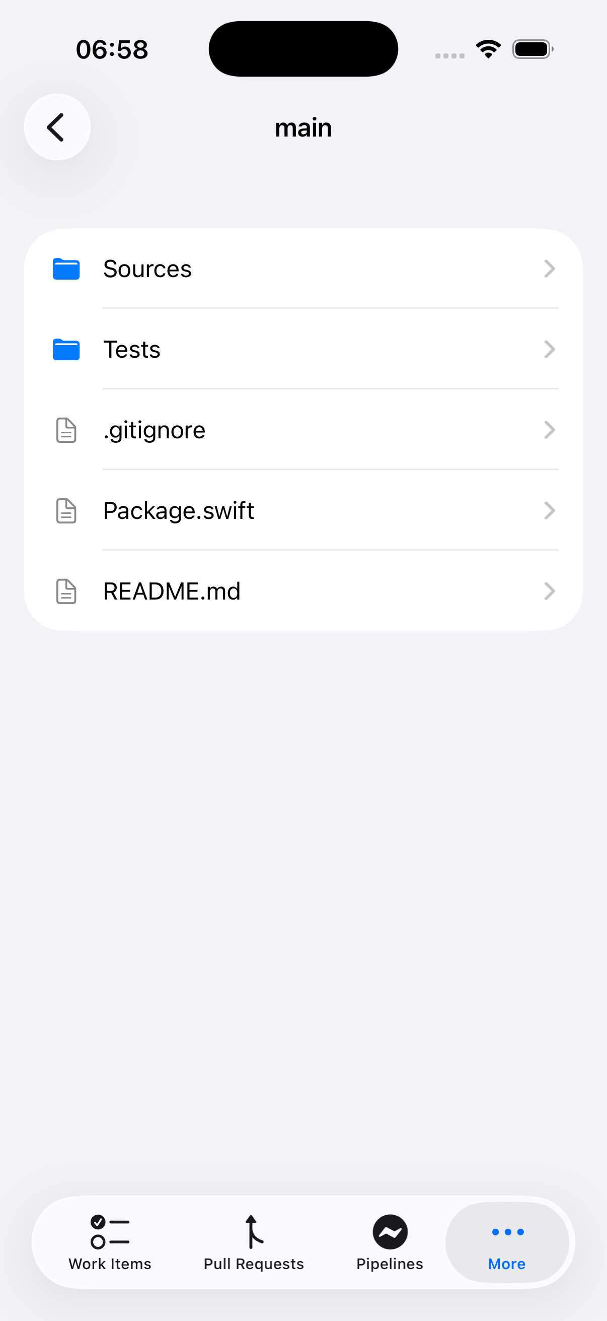 File tree in Cerulean on iPhone