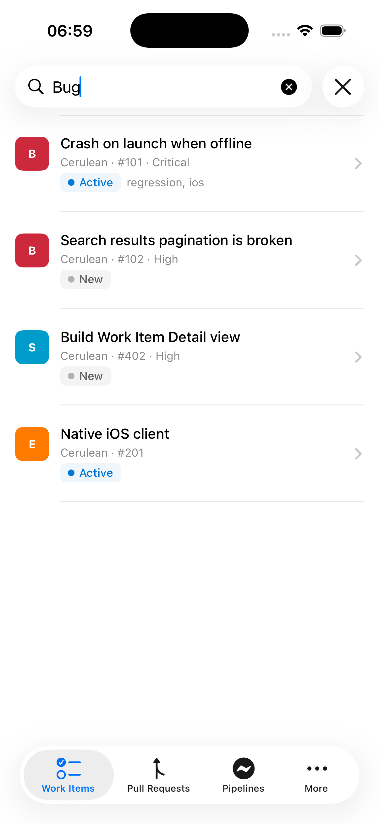 Contextual search in Cerulean on iPhone