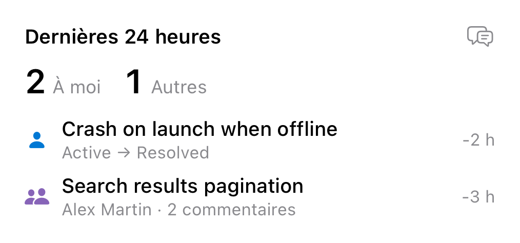 Widget Stand-up : vos tickets et ceux des autres, avec leurs changements
